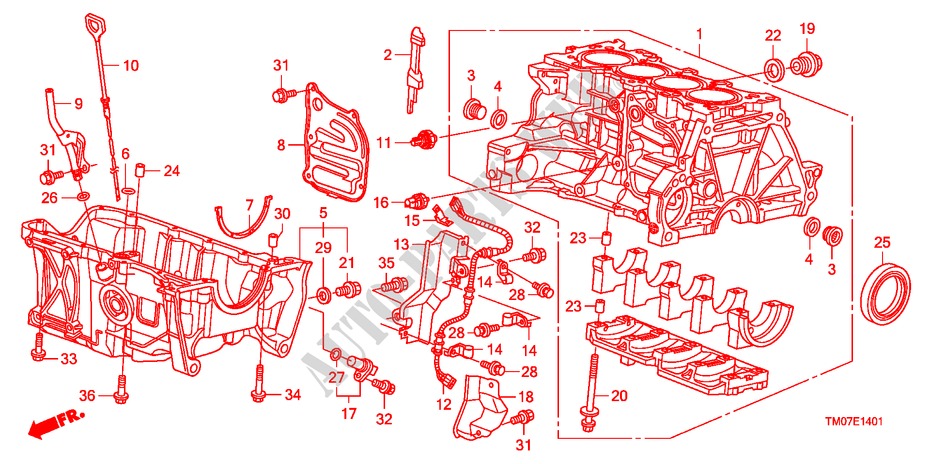 CYLINDER BLOCK/OIL PAN(1. 5L) for Honda CITY LX 4 Doors 5 speed manual 2010
