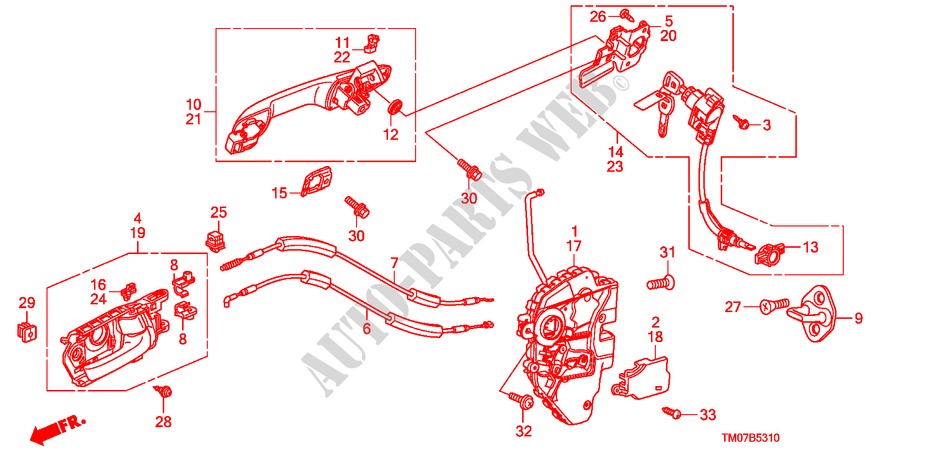 FRONT DOOR LOCK/OUTER HAN DLE for Honda BALLADE VTI-L 4 Doors 5 speed manual 2011