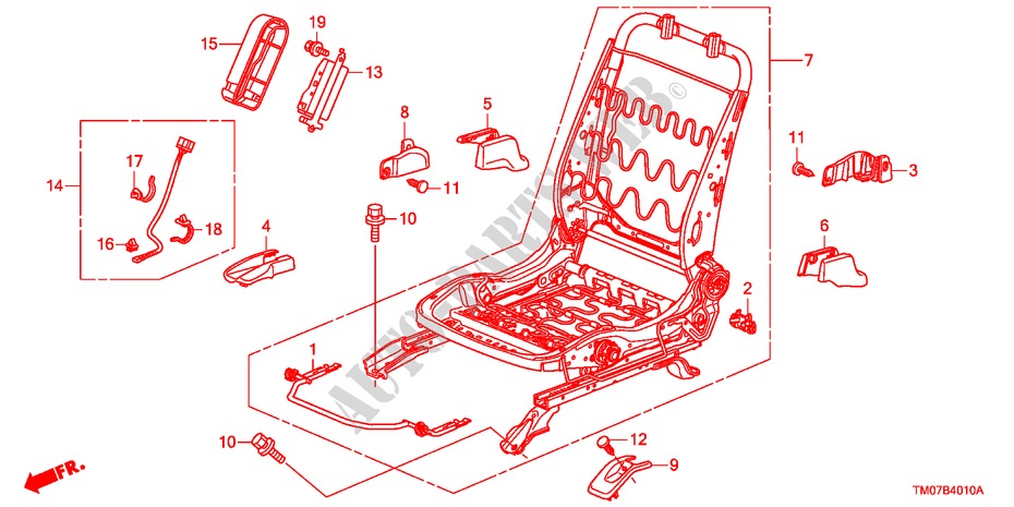 FRONT SEAT COMPONENTS(L.) for Honda BALLADE VTI-L 4 Doors 5 speed manual 2011