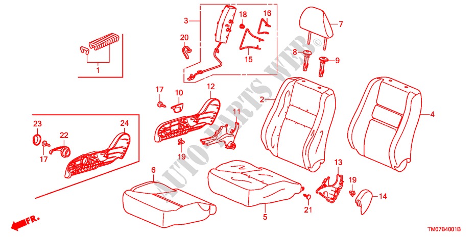 FRONT SEAT(R.) for Honda BALLADE VTI 4 Doors 5 speed manual 2011