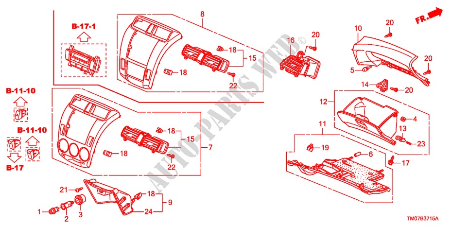 INSTRUMENT PANEL GARNISH( PASSENGER SIDE)(LH) for Honda CITY LX 4 Doors 5 speed manual 2010