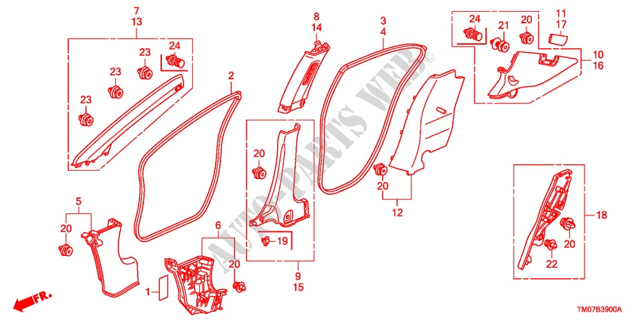 PILLAR GARNISH for Honda BALLADE VTI-L 4 Doors 5 speed manual 2011