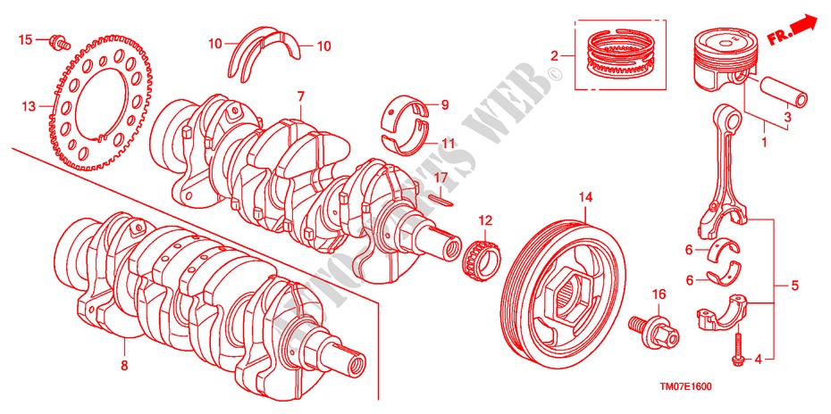 PISTON/CRANKSHAFT for Honda BALLADE VTI-L 4 Doors 5 speed manual 2011