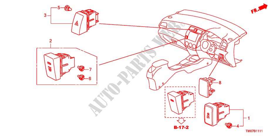 SWITCH(RH) for Honda BALLADE VTI-L 4 Doors 5 speed manual 2011