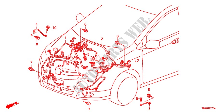 WIRE HARNESS(1)(RH) for Honda BALLADE VTI-L 4 Doors 5 speed manual 2011