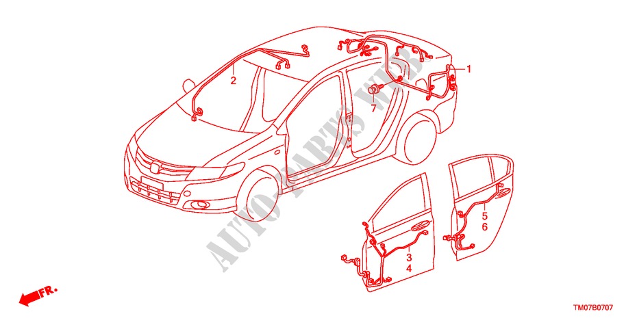 WIRE HARNESS(4)(RH) for Honda BALLADE VTI-L 4 Doors 5 speed manual 2011