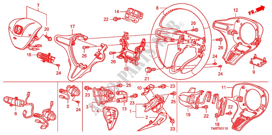 STEERING WHEEL(SRS) for Honda INSIGHT COMFORT 5 Doors full automatic 2011