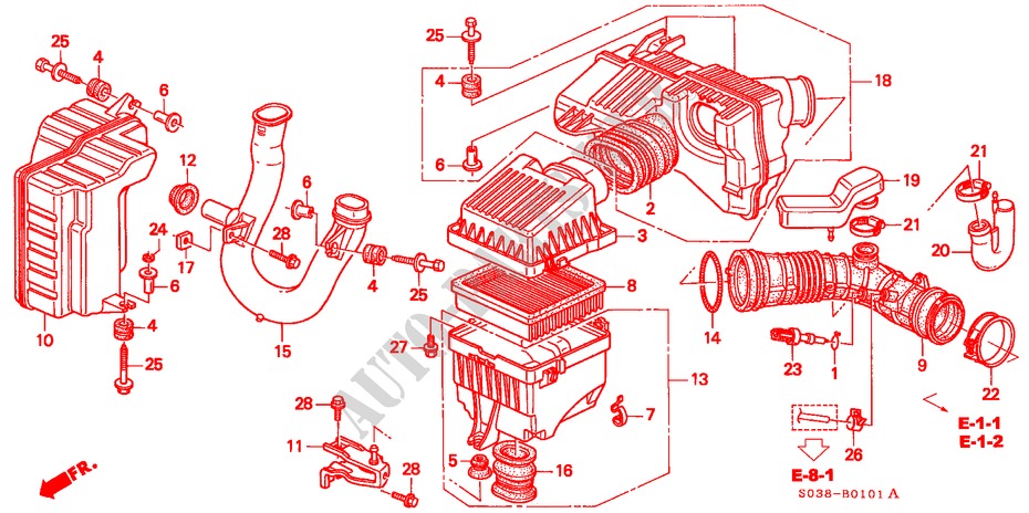 AIR CLEANER (1.6L SOHC) (SOHC VTEC)(DOHC VTEC) for Honda CIVIC VTI 3 Doors 5 speed manual 1999