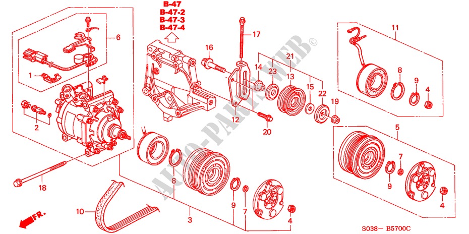 AIR CONDITIONER (COMPRESSOR)(HADSYS) for Honda CIVIC GLI 3 Doors 5 speed manual 2000