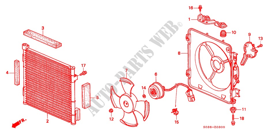 AIR CONDITIONER (CONDENSER) for Honda CIVIC VTI 3 Doors 5 speed manual 1996