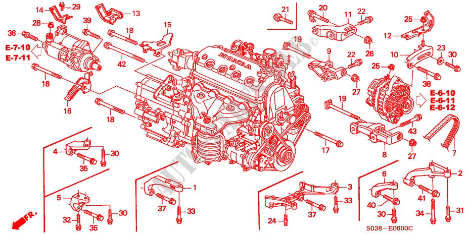 ALTERNATOR BRACKET/ ENGINE STIFFENER for Honda CIVIC VTI 3 Doors 5 speed manual 1996