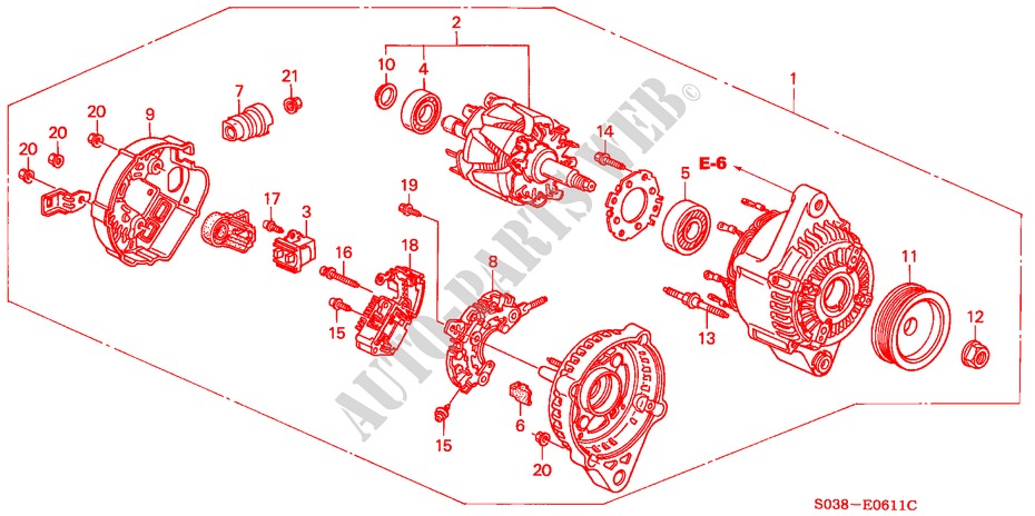 ALTERNATOR (DENSO)(SOHC) for Honda CIVIC GLI 3 Doors 5 speed manual 2000