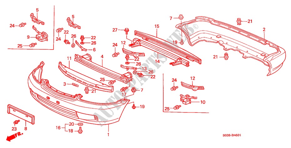 BUMPERS (2) for Honda CIVIC GLI 3 Doors 5 speed manual 2000