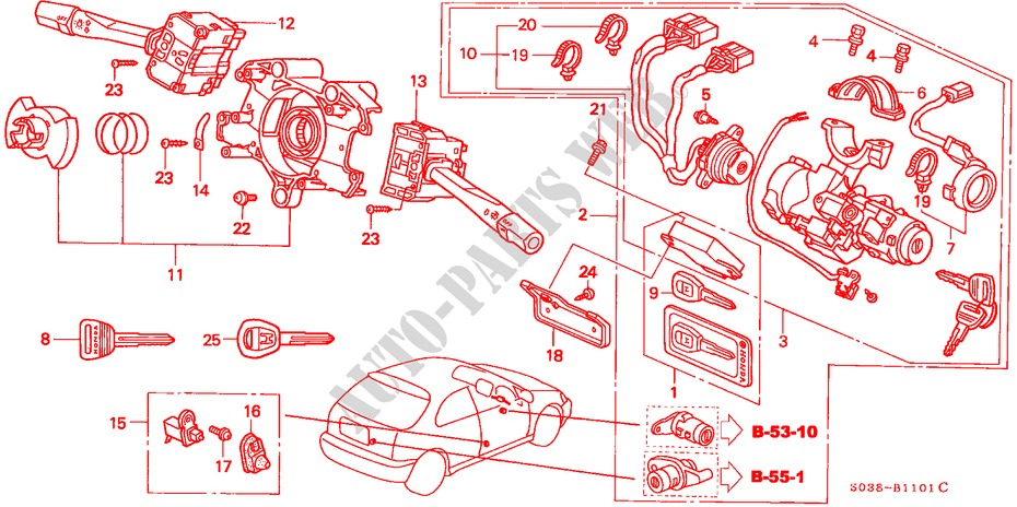 COMBINATION SWITCH (RH) for Honda CIVIC VTI 3 Doors 5 speed manual 1996