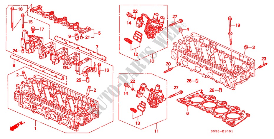 CYLINDER HEAD (SOHC VTEC) for Honda CIVIC VTI 3 Doors 5 speed manual 1996
