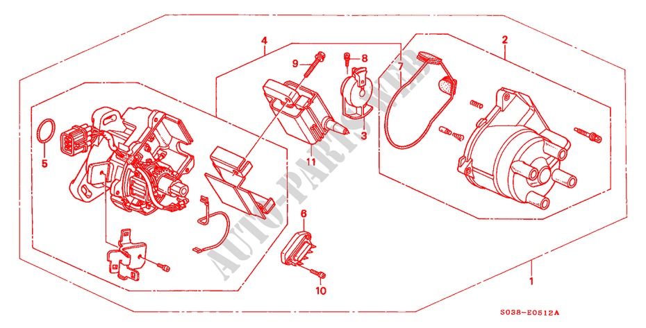 DISTRIBUTOR (HITACHI) (1.6L SOHC VTEC) for Honda CIVIC VTI 3 Doors 5 speed manual 1999