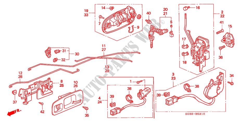 DOOR LOCKS for Honda CIVIC GLI 3 Doors 5 speed manual 2000