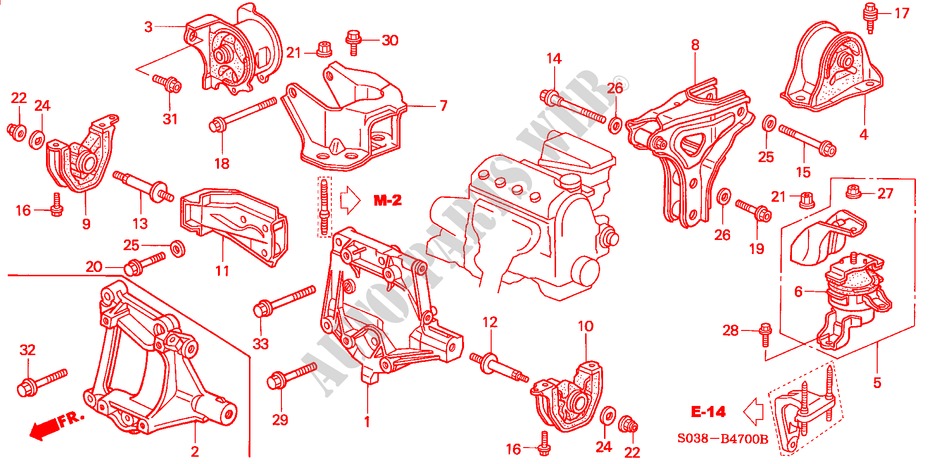 ENGINE MOUNTS (1) for Honda CIVIC VTI 3 Doors 5 speed manual 1999