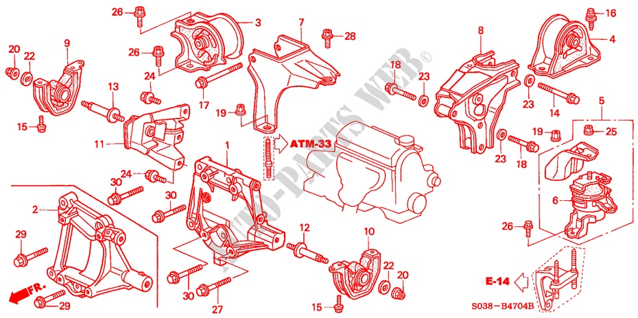 ENGINE MOUNTS (5) for Honda CIVIC VTI 3 Doors full automatic 1996