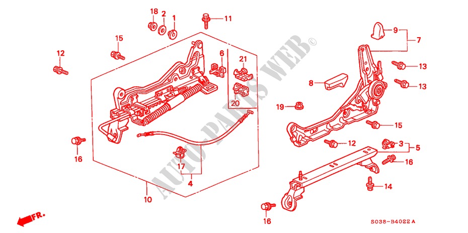 FRONT SEAT COMPONENTS (L.)(3) for Honda CIVIC SIR 3 Doors 4 speed automatic 2000