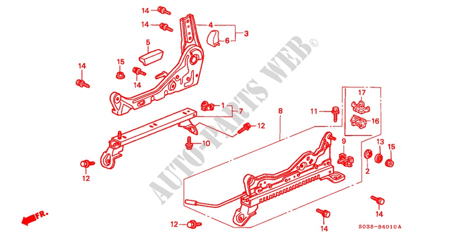 FRONT SEAT COMPONENTS (R.)(1) for Honda CIVIC LXI 3 Doors 4 speed automatic 1996