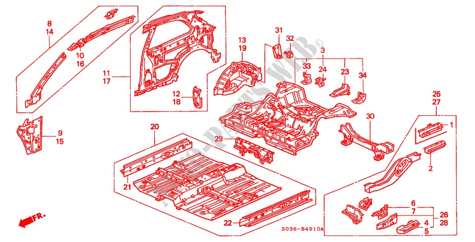 INNER PANELS for Honda CIVIC VTI 3 Doors 5 speed manual 1999
