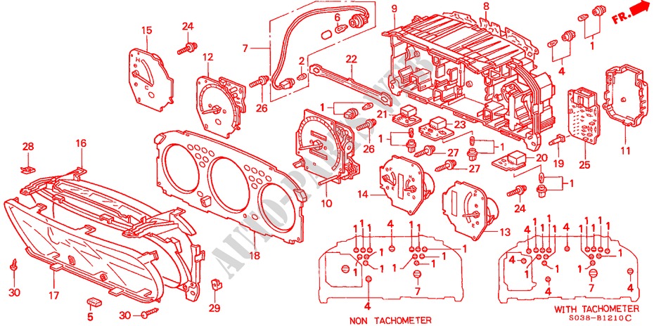 METER COMPONENTS(NS) for Honda CIVIC VTI 3 Doors 5 speed manual 1996