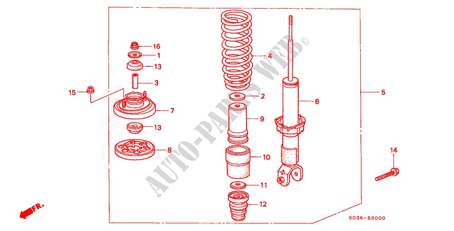 REAR SHOCK ABSORBER for Honda CIVIC EXI 3 Doors 4 speed automatic 1996