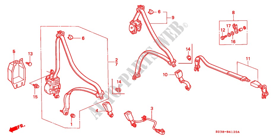 SEATBELTS for Honda CIVIC GLI 3 Doors 5 speed manual 2000