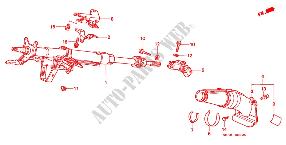 STEERING COLUMN for Honda CIVIC LXI 3 Doors 4 speed automatic 1996