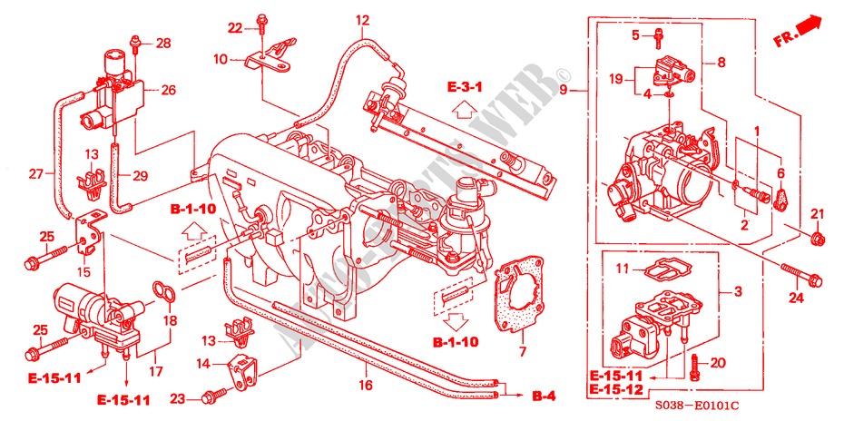 THROTTLE BODY (1.6L SOHC/SOHC VTEC) for Honda CIVIC VTI 3 Doors 5 speed manual 1999