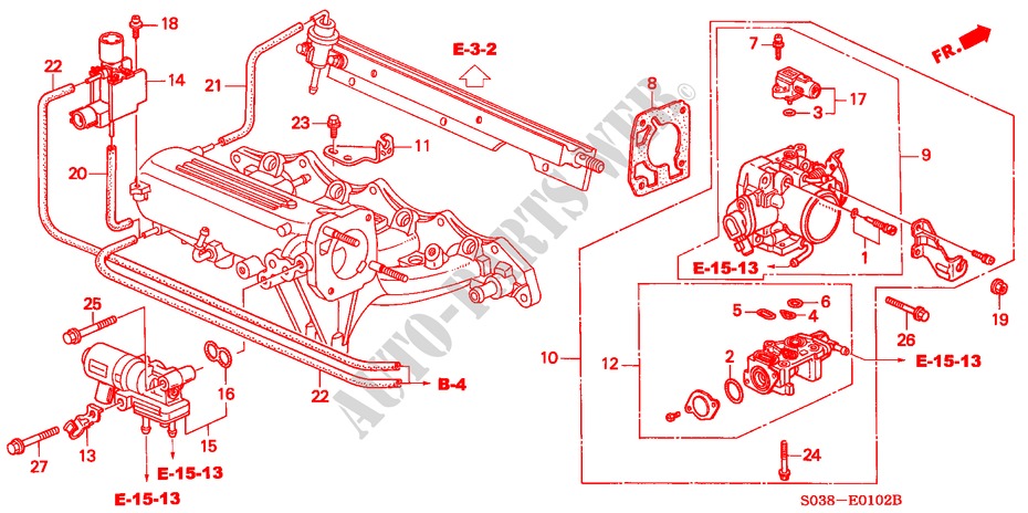 THROTTLE BODY (DOHC VTEC) for Honda CIVIC SIR 3 Doors 4 speed automatic 2000