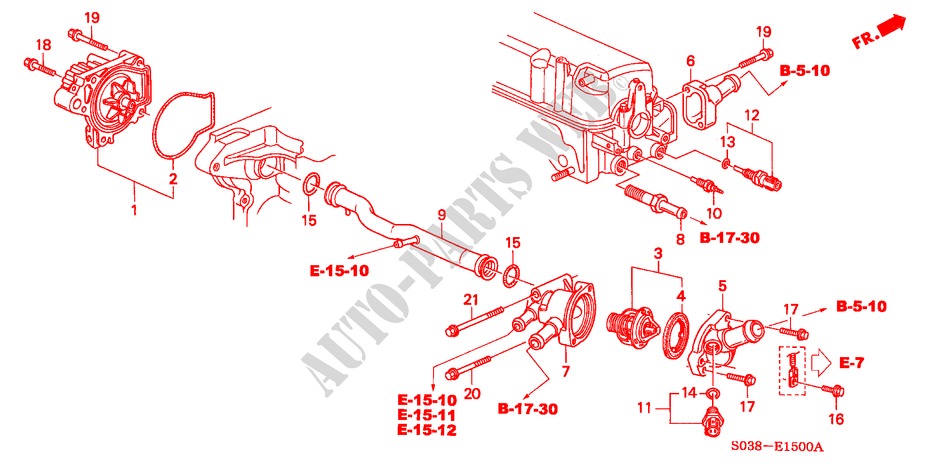 WATER PUMP/SENSOR (SOHC/SOHC VTEC) for Honda CIVIC VTI 3 Doors 5 speed manual 1996