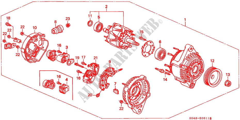 ALTERNATOR (DENSO) for Honda CIVIC LXI 4 Doors 5 speed manual 1999