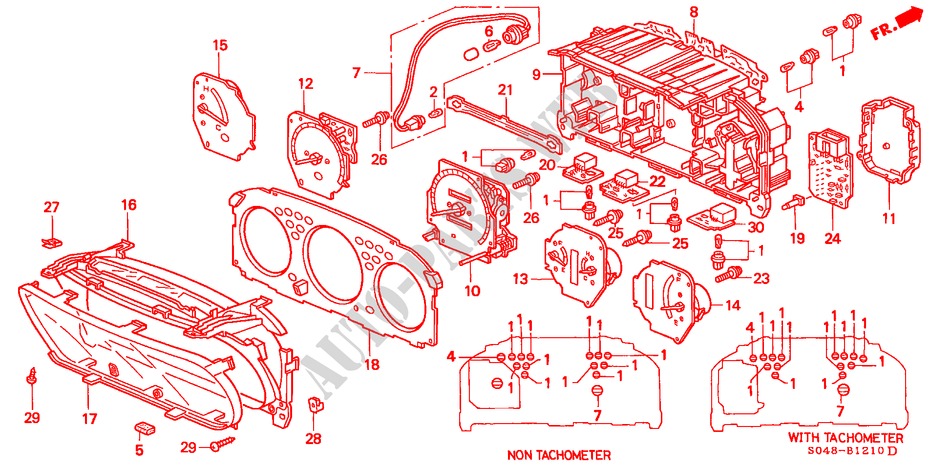 COMBINATION METER COMPONENTS for Honda CIVIC GLI 4 Doors 5 speed manual 1997