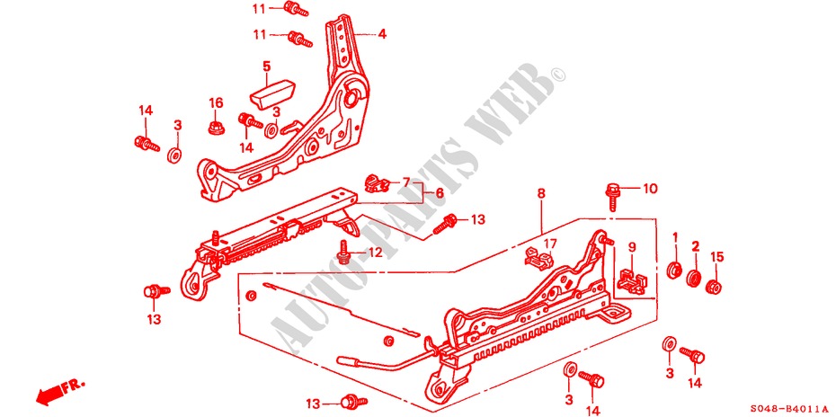 FRONT SEAT COMPONENTS (R.)(HEIGHT ADJUSTER) for Honda CIVIC EXI 4 Doors 4 speed automatic 1998