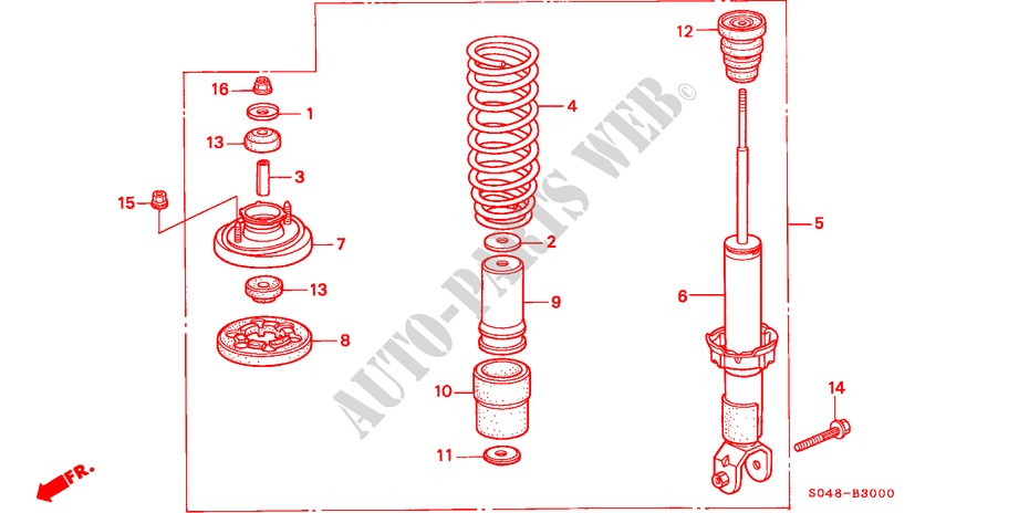 REAR SHOCK ABSORBER for Honda CIVIC EXI 4 Doors 4 speed automatic 1999