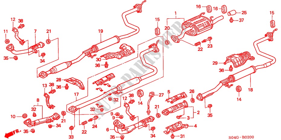 2000 Honda Civic Exhaust System Diagram