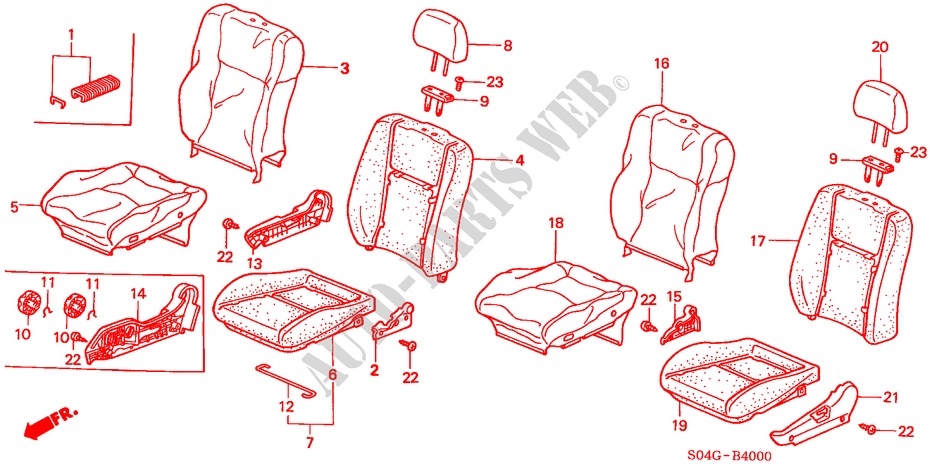 FRONT SEAT (EX/EXI/GLI/LXI/VTI) for Honda CIVIC LXI 4 Doors 5 speed manual 2000