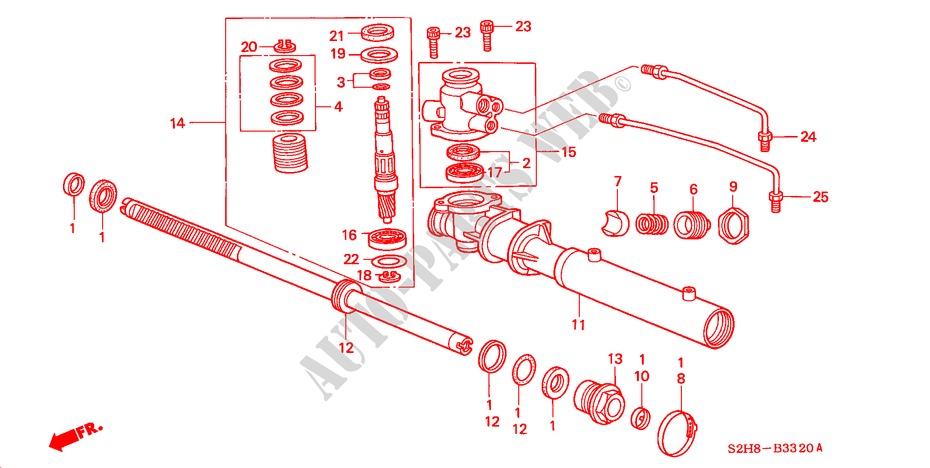 POWER STEERING GEAR BOX COMPONENTS (RH) for Honda HR-V 4WD 3 Doors 5 speed manual 2000