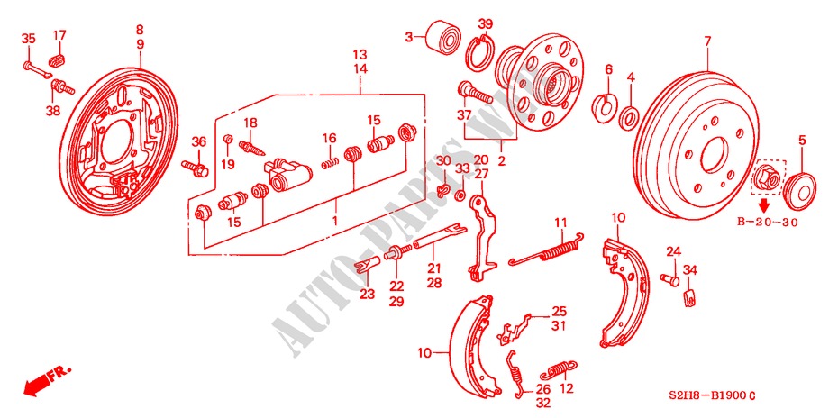 REAR BRAKE (3 DOOR) for Honda HR-V 4WD 3 Doors 5 speed manual 2000