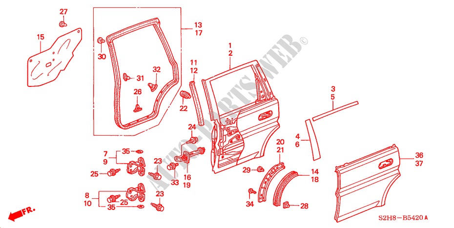 REAR DOOR PANELS for Honda HR-V 4WD 5 Doors 5 speed manual 2000
