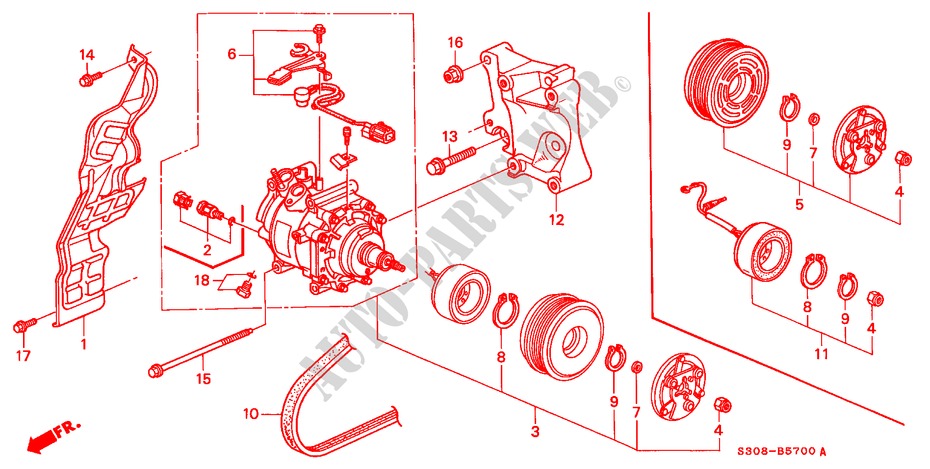AIR CONDITIONER (COMPRESSOR) (KEIHIN) for Honda PRELUDE 2.0I 2 Doors 5 speed manual 1998