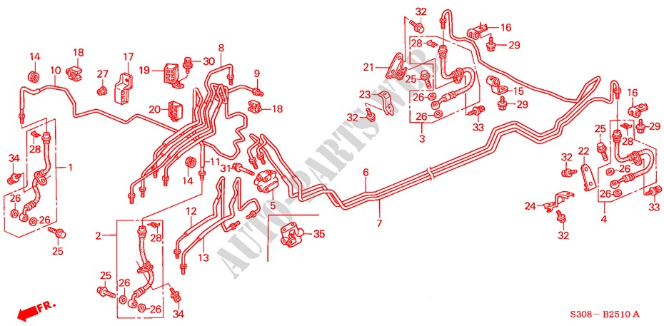 BRAKE LINES (ABS) (LH) for Honda PRELUDE 2.0I 2 Doors 5 speed manual 1998