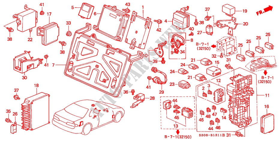 CONTROL UNIT (CABIN) (RH) for Honda PRELUDE TYPE-S 2 Doors 5 speed manual 2000