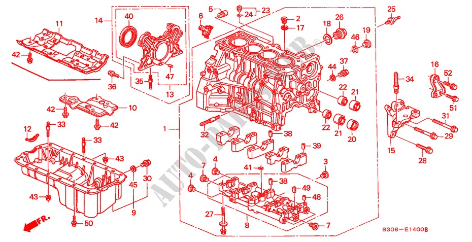 CYLINDER BLOCK/OIL PAN (SOHC/DOHC) for Honda PRELUDE SI 2 Doors 5 speed manual 1999