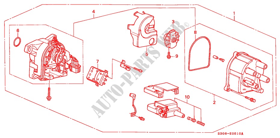 DISTRIBUTOR (TEC) for Honda PRELUDE TYPE-S 2 Doors 5 speed manual 2000
