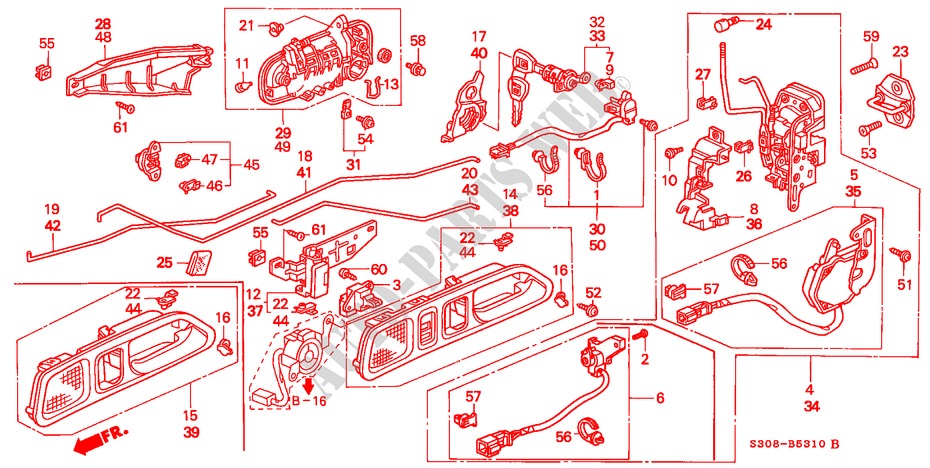 DOOR LOCKS for Honda PRELUDE VTI-R 2 Doors 5 speed manual 1997