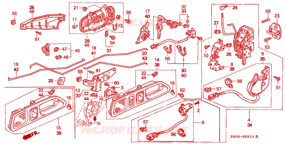 DOOR LOCKS Honda  PRELUDE 2000 VTI R 5 speed manual 