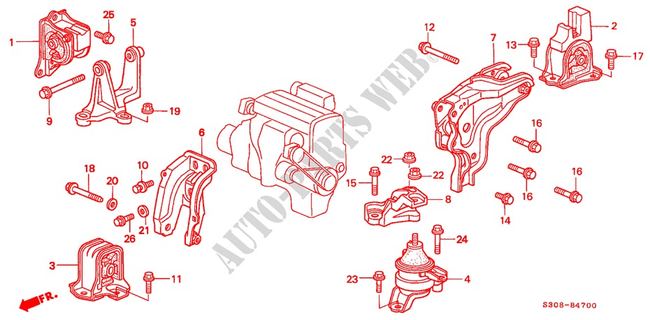 ENGINE MOUNTS (MT) for Honda PRELUDE 2.0I 2 Doors 5 speed manual 1998